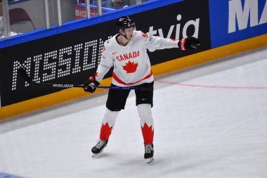 LATVIA, RIGA - 12.05.23: Letonya-Kanada maçı. IIHF 2023 Buz Hokeyi Dünya Şampiyonası