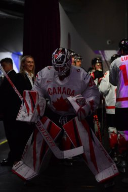 LATVIA, RIGA - 12.05.23 MonTEMBEAULT Samuel. Letonya-Kanada maçı. IIHF 2023 Buz Hokeyi Dünya Şampiyonası
