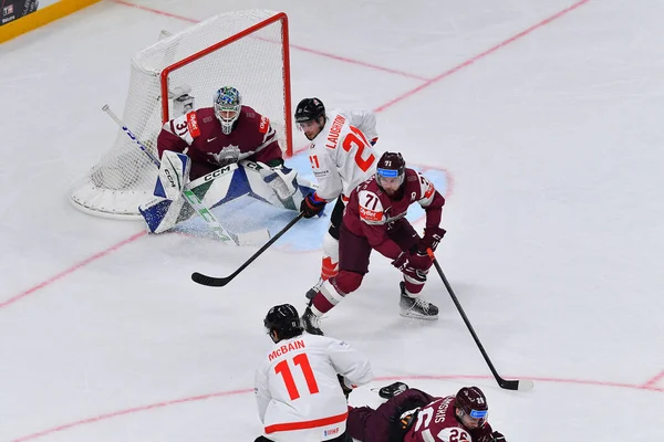 Letonia Riga Juego Letonia Canadá Iihf 2023 Campeonato Mundial Hockey — Foto de Stock
