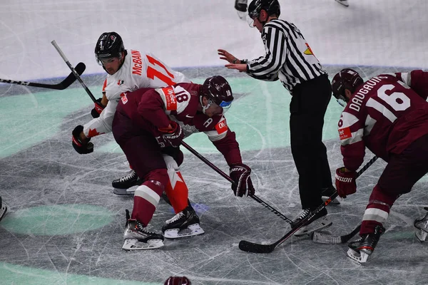 Latvia Riga Mcbain Jack Abols Rodrigo Game Letonia Canadá Iihf — Foto de Stock