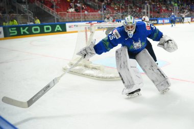 LATVIA, RIGA - 14.05.23: GRACNAR Luka. Slovenya, Kanada 'ya karşı. IIHF 2023 Buz Hokeyi Dünya Şampiyonası Arena Riga 'da