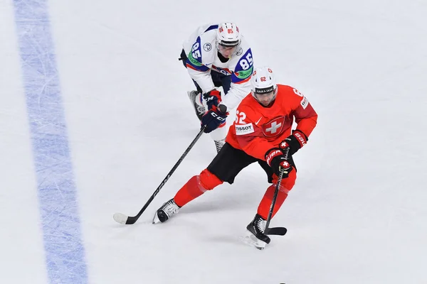 Latvia Riga Malgin Denis Lilleberg Emil Game Norge Mot Schweiz — Stockfoto