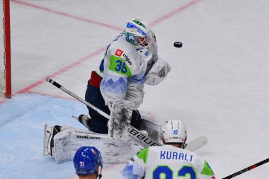 LATVIA, RIGA - 18.05.23: GRACNAR Luka. Çek Cumhuriyeti, Slovenya 'ya karşı. IIHF 2023 Buz Hokeyi Dünya Şampiyonası Arena Riga 'da