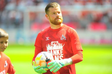 COLOGNE, ALMANY - 27 Mayıs 2023 Timo Horn. Bundesliga 1 'in futbol maçı. FC Koeln, FC Bayern Münih 'e karşı. Rhein Enerji Stadyumunda