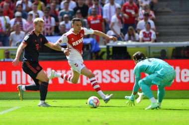 COLOGNE, Almanya - 27 Mayıs 2023: Bundesliga 1 'in futbol maçı. FC Koeln, FC Bayern Münih 'e karşı. Rhein Enerji Stadyumunda