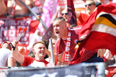 COLOGNE, ALMANE - 27 Mayıs 2023: Bayern Şampiyonları. Bundesliga 1 'in futbol maçı. FC Koeln, FC Bayern Münih 'e karşı. Rhein Enerji Stadyumunda