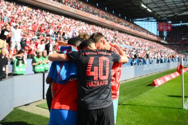 COLOGNE, Almanya - 27 Mayıs 2023: Bayern Şampiyonları. Bundesliga 1 'in futbol maçı. FC Koeln, FC Bayern Münih 'e karşı. Rhein Enerji Stadyumunda