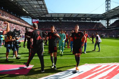 COLOGNE, Almanya - 27 Mayıs 2023: Bayern Şampiyonları. Bundesliga 1 'in futbol maçı. FC Koeln, FC Bayern Münih 'e karşı. Rhein Enerji Stadyumunda