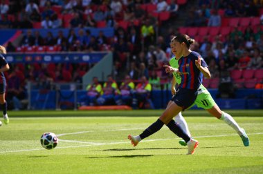 EINDHOVEN, NETHERLANDS - 3 Haziran 2023: UEFA Kadınlar Şampiyonlar Ligi FC Barcelona Femeni - Philips Arena 'da VfL Wolfsburg Kadınlar