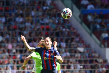 EINDHOVEN, NETHERLANDS - 3 Haziran 2023: UEFA Kadınlar Şampiyonlar Ligi FC Barcelona Femeni - Philips Arena 'da VfL Wolfsburg Kadınlar