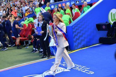 EINDHOVEN, NETHERLANDS - 3 Haziran 2023: UEFA Kadınlar Şampiyonlar Ligi FC Barcelona Femeni - Philips Arena 'da VfL Wolfsburg Kadınlar