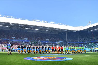 EINDHOVEN, NETHERLANDS - 3 Haziran 2023: UEFA Kadınlar Şampiyonlar Ligi FC Barcelona Femeni - Philips Arena 'da VfL Wolfsburg Kadınlar
