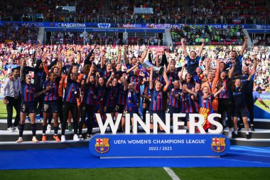 EINDHOVEN, NETHERLANDS - 3 Haziran 2023: UEFA Kadınlar Şampiyonlar Ligi FC Barcelona Femeni - Philips Arena 'da VfL Wolfsburg Kadınlar