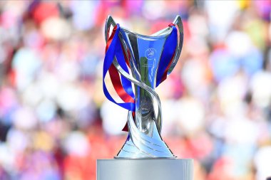 EINDHOVEN, NETHERLANDS - 3 Haziran 2023: Cup. UEFA Kadınlar Şampiyonlar Ligi FC Barcelona Femeni 'nin final maçı - Philips Arena' da VfL Wolfsburg Kadınlar
