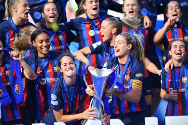 EINDHOVEN, NETHERLANDS - 3 Haziran 2023 Alexia Putellas. UEFA Kadınlar Şampiyonlar Ligi FC Barcelona Femeni 'nin final maçı - Philips Arena' da VfL Wolfsburg Kadınlar