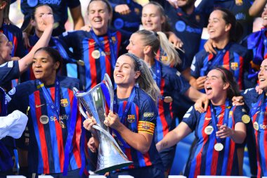 EINDHOVEN, NETHERLANDS - 3 Haziran 2023 Alexia Putellas. UEFA Kadınlar Şampiyonlar Ligi FC Barcelona Femeni 'nin final maçı - Philips Arena' da VfL Wolfsburg Kadınlar