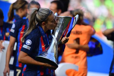 EINDHOVEN, NETHERLANDS - 3 Haziran 2023 Alexia Putellas. UEFA Kadınlar Şampiyonlar Ligi FC Barcelona Femeni 'nin final maçı - Philips Arena' da VfL Wolfsburg Kadınlar