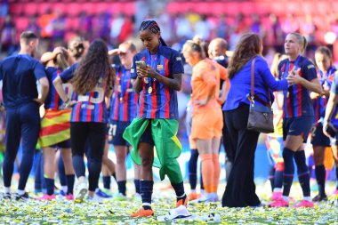 EINDHOVEN, NETHERLANDS - 3 Haziran 2023 Geyse Ferreira. UEFA Kadınlar Şampiyonlar Ligi FC Barcelona Femeni 'nin final maçı - Philips Arena' da VfL Wolfsburg Kadınlar