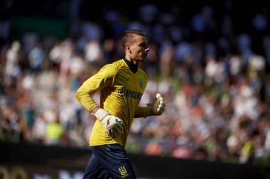 BREmen, Almanya - 12 Haziran 2023, Andriy Lunin. Dost futbol maçı Almanya - Weser Stadyumu 'nda Ukrayna