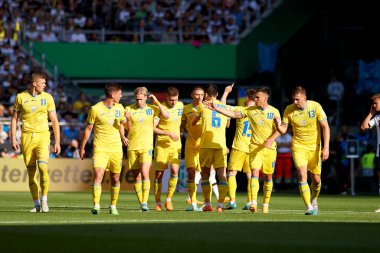 BREMEN, GERMANY - 12 Haziran 2023: Dost futbol maçı Almanya - Weser Stadyumu 'nda Ukrayna