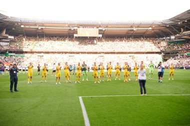BREMEN, GERMANY - 12 Haziran 2023: Dost futbol maçı Almanya - Weser Stadyumu 'nda Ukrayna