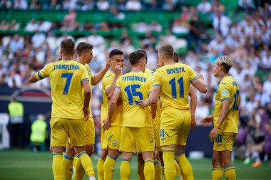 BREMEN, GERMANY - 12 Haziran 2023: Dost futbol maçı Almanya - Weser Stadyumu 'nda Ukrayna