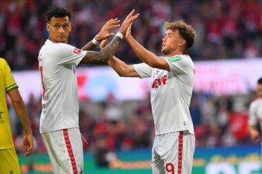 COLOGNE, Almanya - 5 Ağustos 2023 Luca Waldschmidt, Davie Selke Dostça maç 1. - FC. Koeln, FC Nantes 'a karşı 
