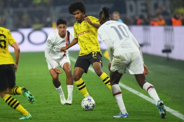DORTMUND, ALMANY - 04.10.23: Karim Adeyemi. Maç UEFA Şampiyonlar Ligi Borussia Dortmund 'a karşı SIGNAL IDUNA PARK' ta AC Milan