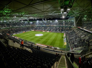 MONCHENGLADBACH, GERMANY - 10 YIL 2023 Futbol Arenası Borussia-Park, Borussia Monchengladbach Stadyumu