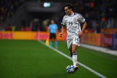 LEVERKUSEN, GERMANY - 20 Kasım 2023: Federico Chiesa, UEFA EURO 2024 Futbol karşılaşması Ukrayna 'ya karşı Bayarena' da