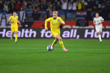 LEVERKUSEN, GERMANY - 20 Kasım 2023: Mykhailo Mudryk, UEFA EURO 2024 Futbol karşılaşması Kalifiye Ukrayna, Bayena 'da İtalya' ya karşı