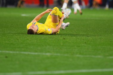 LEVERKUSEN, GERMANY - 20 Kasım 2023: Artem Dovbyk, UEFA EURO 2024 Futbol karşılaşması Kalifiye Ukrayna ile İtalya Bayarena karşılaşması