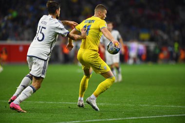 LEVERKUSEN, GERMANY - 20 Kasım 2023: Artem Dovbyk, UEFA EURO 2024 Futbol karşılaşması Kalifiye Ukrayna ile İtalya Bayarena karşılaşması