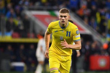 LEVERKUSEN, GERMANY - 20 Kasım 2023: Artem Dovbyk, UEFA EURO 2024 Futbol karşılaşması Kalifiye Ukrayna ile İtalya Bayarena karşılaşması