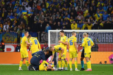 LEVERKUSEN, GERMANY - 20 Kasım 2023: UEFA EURO 2024 Futbol karşılaşması Kalifiye Ukrayna ile İtalya Bayarena 'da karşı karşıya