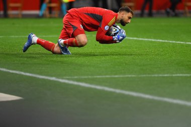 LEVERKUSEN, GERMANY - 20 Kasım 2023: Gianluigi Donnarumma, UEFA EURO 2024 Futbol karşılaşması Kalifiye Ukrayna, Bayena 'da İtalya' ya karşı