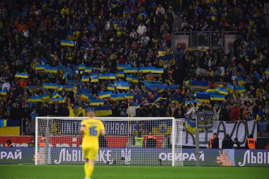 LEVERKUSEN, GERMANY - 20 Kasım 2023: UEFA EURO 2024 Futbol karşılaşması Kalifiye Ukrayna ile İtalya Bayarena 'da karşı karşıya