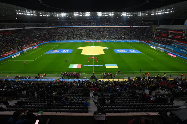 LEVERKUSEN, GERMANY - 20 Kasım 2023: UEFA EURO 2024 Futbol karşılaşması Kalifiye Ukrayna ile İtalya Bayarena 'da karşı karşıya