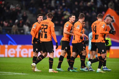 HAMBURG, GERMANY - 28 Kasım 2023: FC Shakhtar Donetsk ile Royal Antwerpen FC arasındaki UEFA Şampiyonlar Ligi maçı