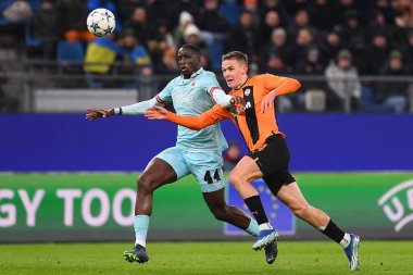HAMBURG, GERMANY - 28 Kasım 2023: FC Shakhtar Donetsk ile Royal Antwerpen FC arasındaki UEFA Şampiyonlar Ligi maçı