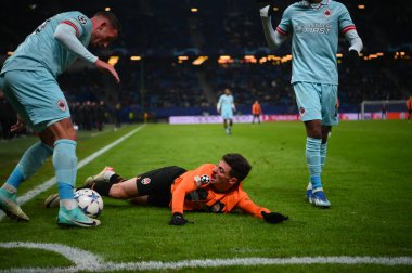 HAMBURG, GERMANY - 28 Kasım 2023: FC Shakhtar Donetsk ile Royal Antwerpen FC arasındaki UEFA Şampiyonlar Ligi maçı