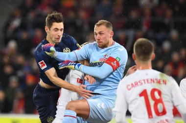 COLOGNE, Almanya - 10 ARALIK, 2023: 1. Bundesliga futbol maçı. FC Koeln, Rhein Energie Stadion 'da 1.FCV Mainz 05' e karşı.