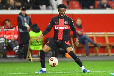 LEVERKUSEN, GERMANY - 14.12.23: Nathan Tella, Bayarena 'da UEFA Avrupa Ligi Bayer 04 Leverkusen-Molde maçı