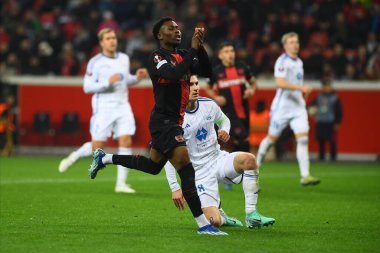 LEVERKUSEN, GERMANY - 14.12.23: Nathan Tella, Bayarena 'da UEFA Avrupa Ligi Bayer 04 Leverkusen-Molde maçı