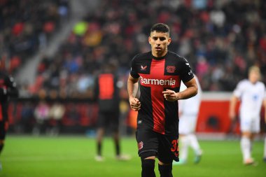 LEVERKUSEN, GERMANY - 14.12.23: Gustavo Puerta Maç UEFA Avrupa Ligi Bayer 04 Leverkusen-Molde maçı Bayarena 'da