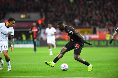 LEVERKUSEN, GERMANY - 17 DECEMBER, 2023: Victor Boniface, The Bundesliga match FC Bayer 04 Leverkusen vs Eintracht Frankfurt at BayArena clipart