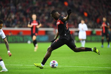 LEVERKUSEN, GERMANY - 17 Aralık 2023: Victor Boniface, FC Bayer 04 Leverkusen-Eintracht Frankfurt maçı Bayena 'da