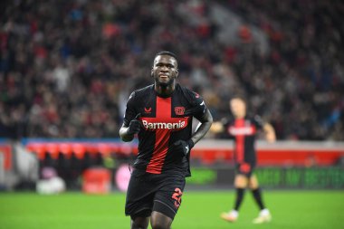 LEVERKUSEN, GERMANY - 17 Aralık 2023: Victor Boniface, FC Bayer 04 Leverkusen-Eintracht Frankfurt maçı Bayena 'da