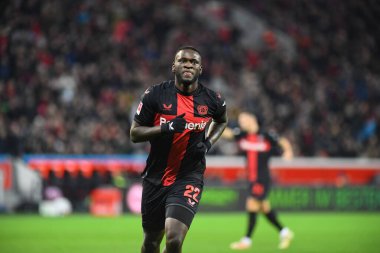 LEVERKUSEN, GERMANY - 17 Aralık 2023: Victor Boniface, FC Bayer 04 Leverkusen-Eintracht Frankfurt maçı Bayena 'da