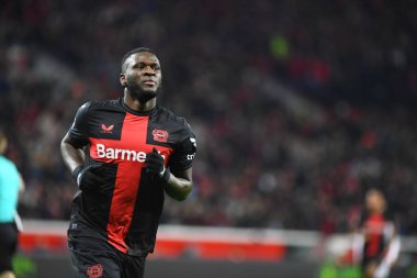 LEVERKUSEN, GERMANY - 17 Aralık 2023: Victor Boniface, FC Bayer 04 Leverkusen-Eintracht Frankfurt maçı Bayena 'da